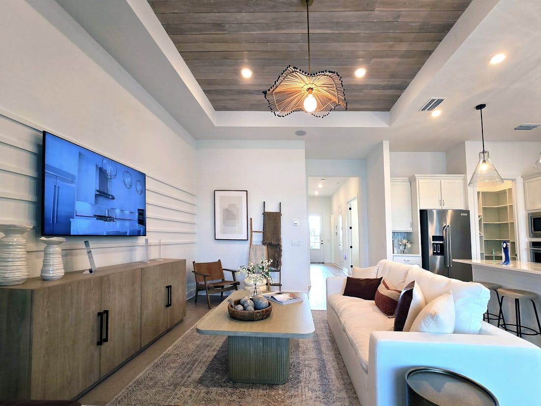 Detalhe de acabamento em forro de drywall